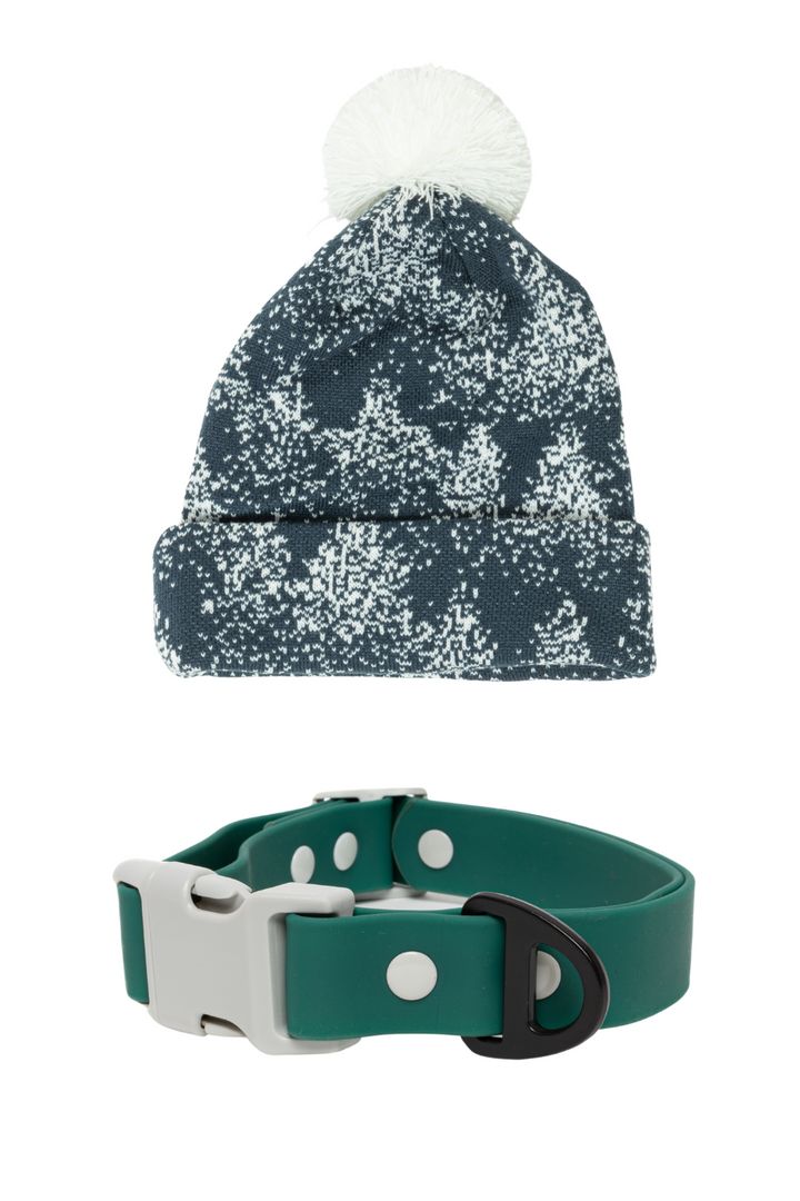 Spruce Winter Hat with Pom Pom & Waterproof Dog Collar Matching Set - Aria the Fox