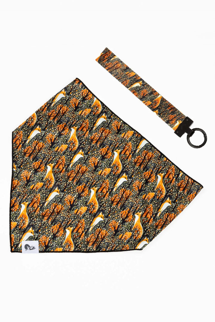 Foxes in Fall Dog Bandana & Matching Keychain - Aria the Fox