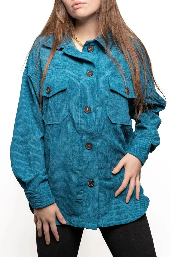 Corduroy Shacket with Pockets Shacket
