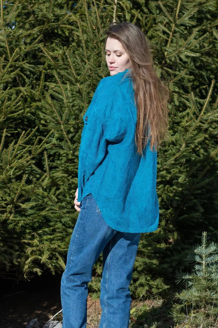 Corduroy Shacket with Pockets Shacket