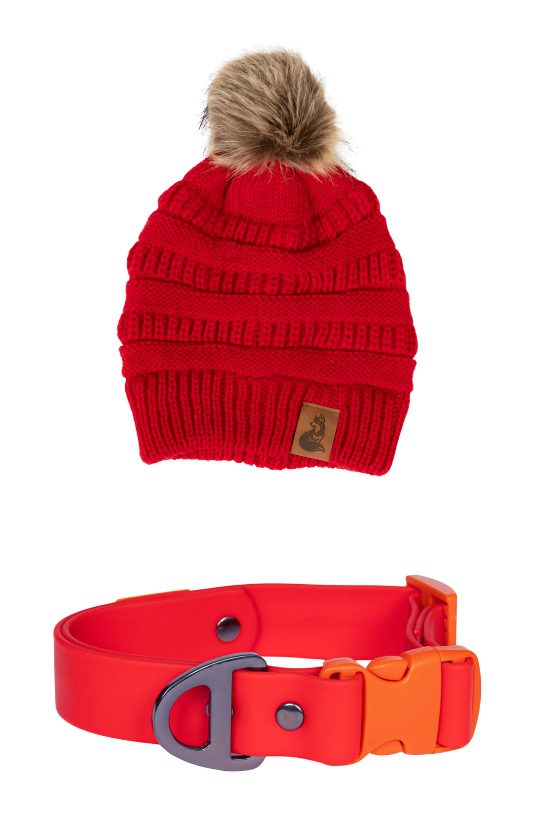 Scarlet Beanie with Pom & Waterproof Collar Matching Set - Aria the Fox