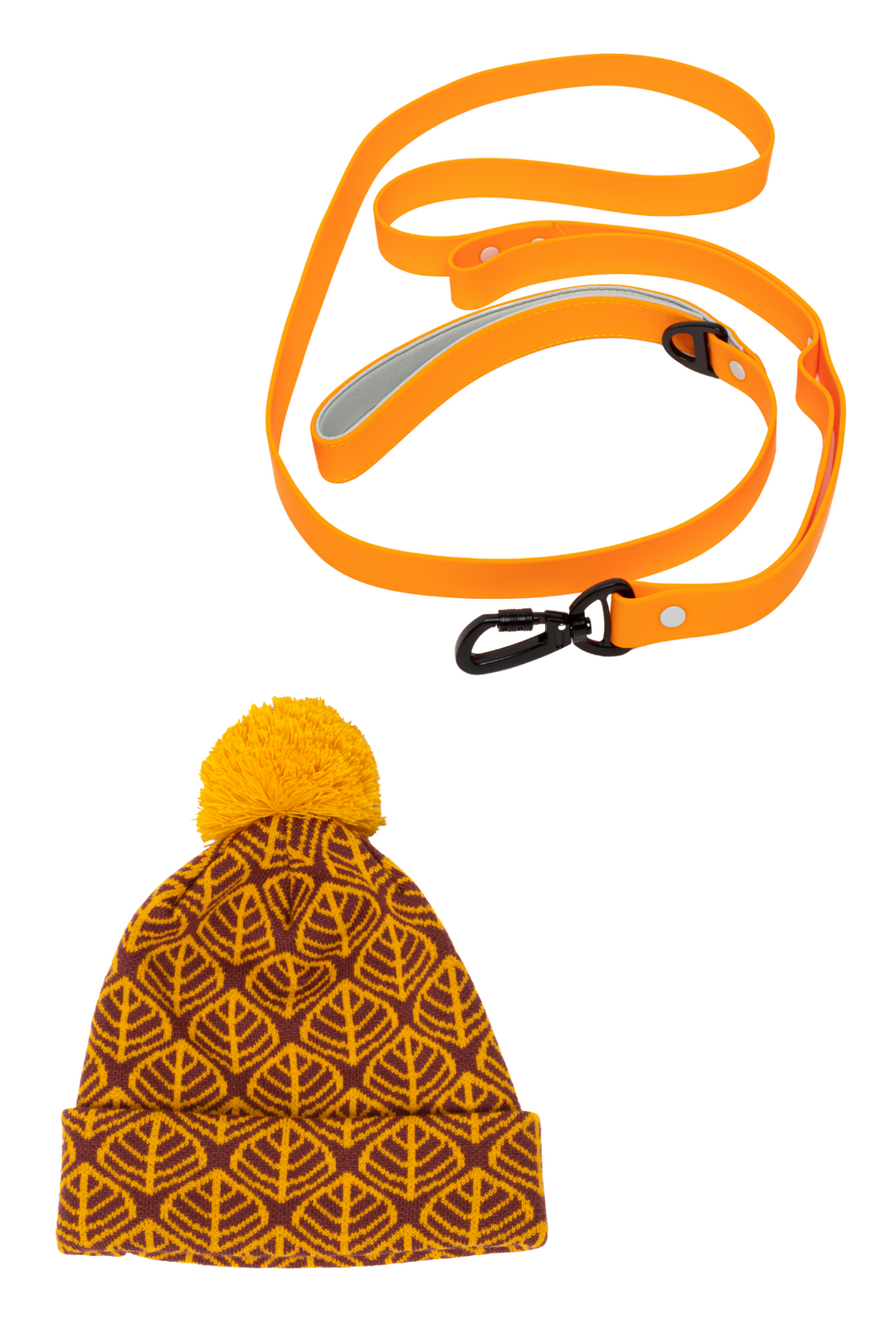 Crimson Winter Hat with Pom & Waterproof Leash Matching Set - Aria the Fox