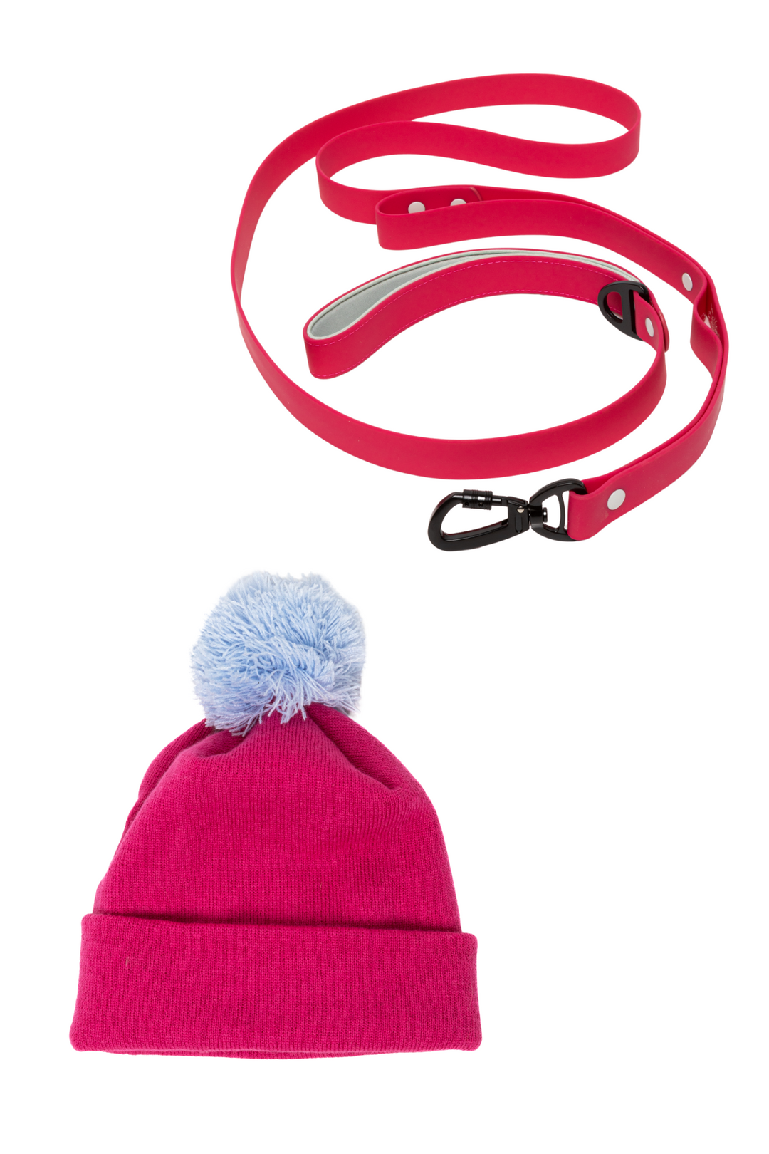 Fuchsia Winter Hat with Pom & Waterproof Leash Matching Set - Aria the Fox